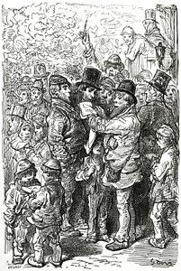Betting on a Boxing Match Outside the Ring in London by Gustave Dore